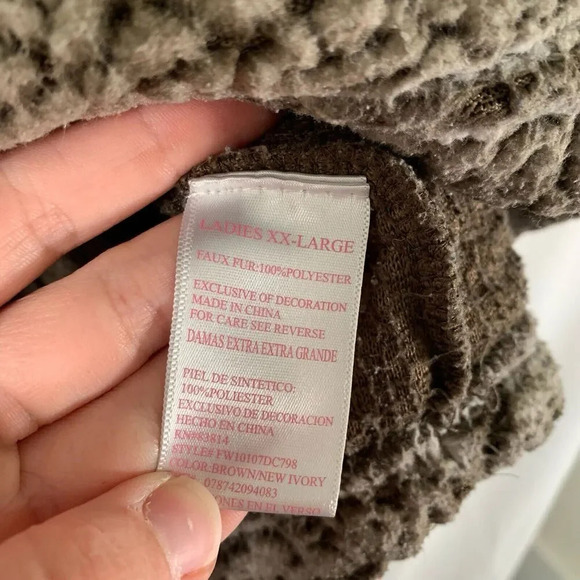 Cozy Sherpa Jackets Women's XXL Brown 1/4 Zip Cowl Neck Polyester Pullover - Picture 5 of 6